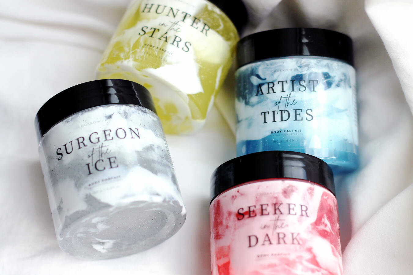 A set of body parfait consisting of a blend of body gel and lotion. Released Holiday 2024.